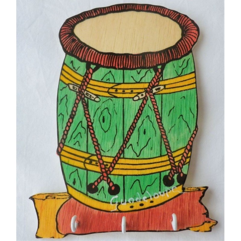 Accroche-clés murale en bois- Gwoka Guadeloupe