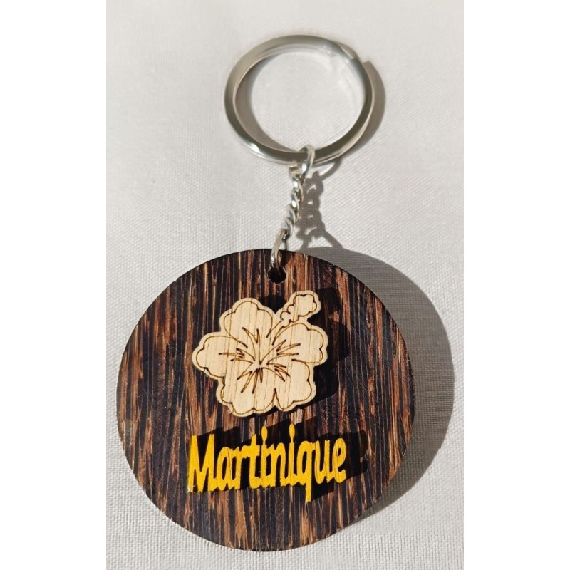 Porte- clés Hibiscus Martinique en bois