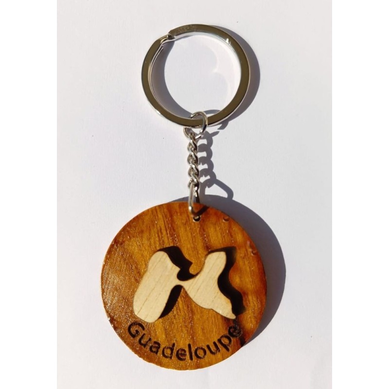 Porte- clés Carte Guadeloupe en bois