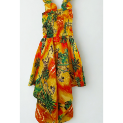 Robe  tropical orange jaune / 6- 10 ans