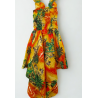 Robe  tropical orange jaune / 6- 10 ans