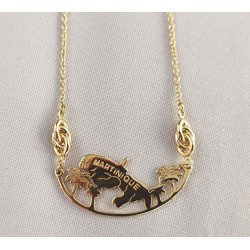 Collier carte Martinique avec palmiers