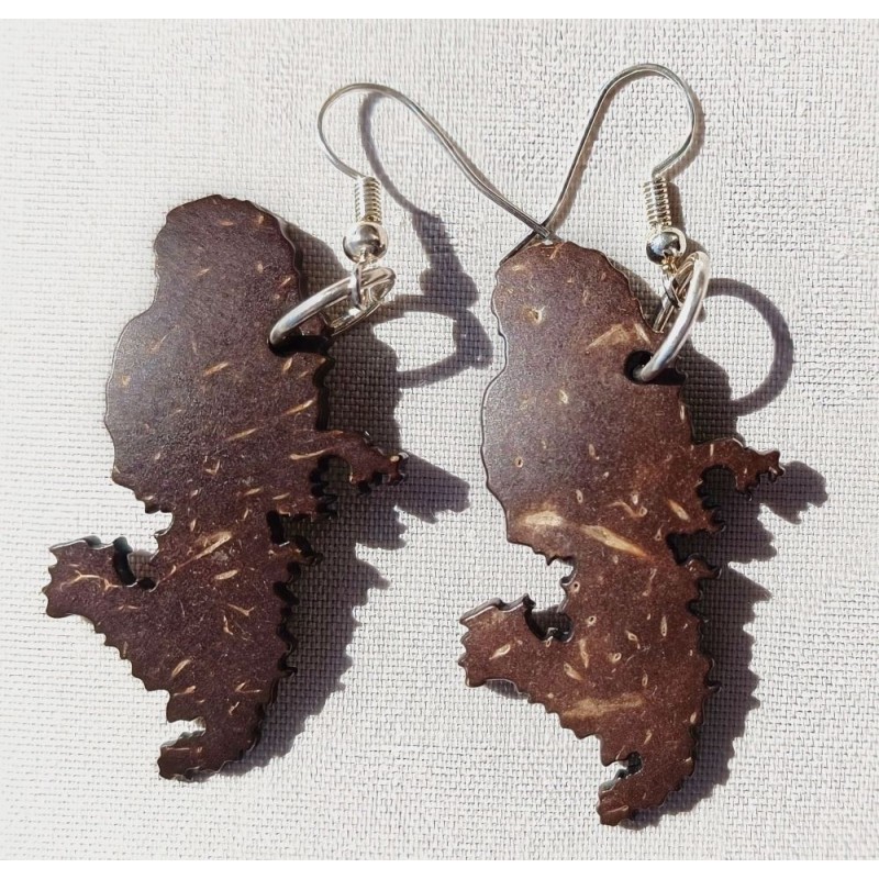 Boucles carte Martinique en coco