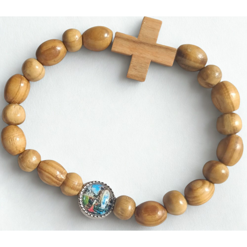 Bracelet religieux en bois et croix