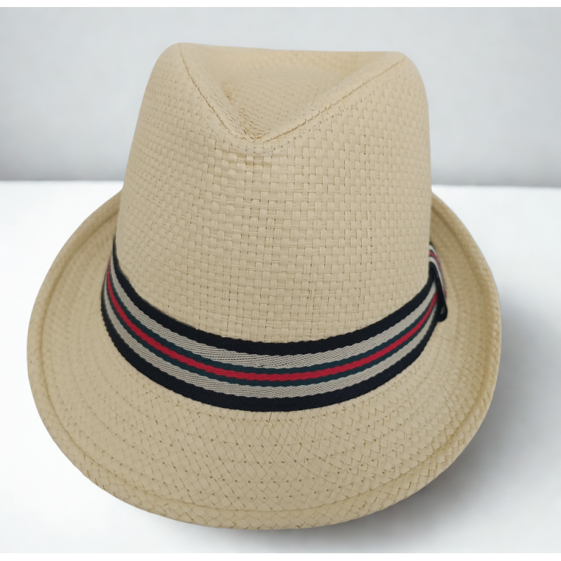 Borsalino beige en paille tressée