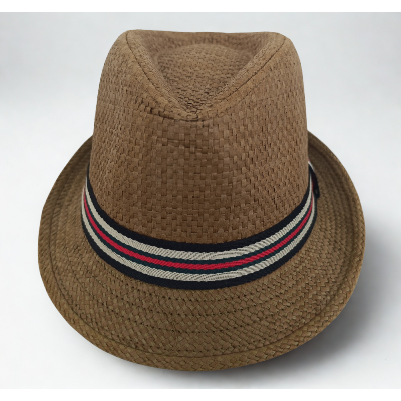 Borsalino marron en paille tressée