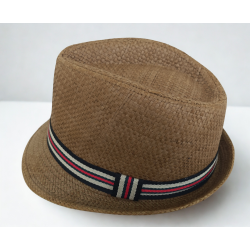 Borsalino marron en paille tressée