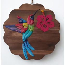 Décoration murale- Colibri et fleur hibiscus