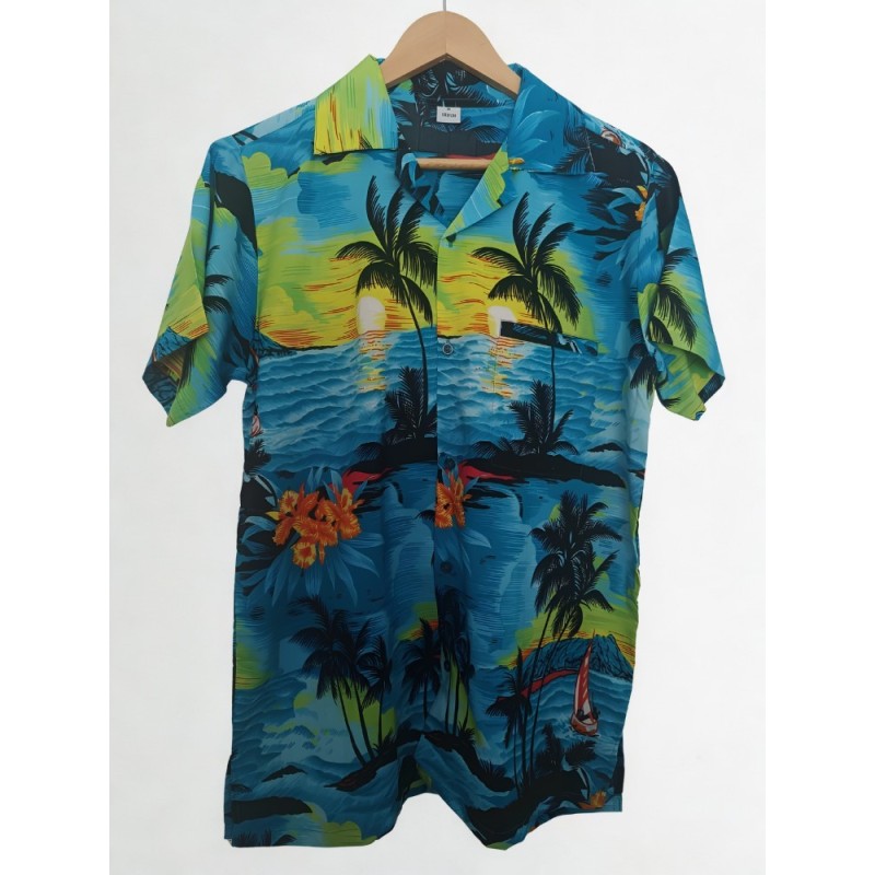 Chemise hawaïenne bleue