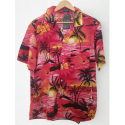 Chemise tropicale rouge
