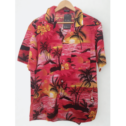 Chemise tropicale rouge