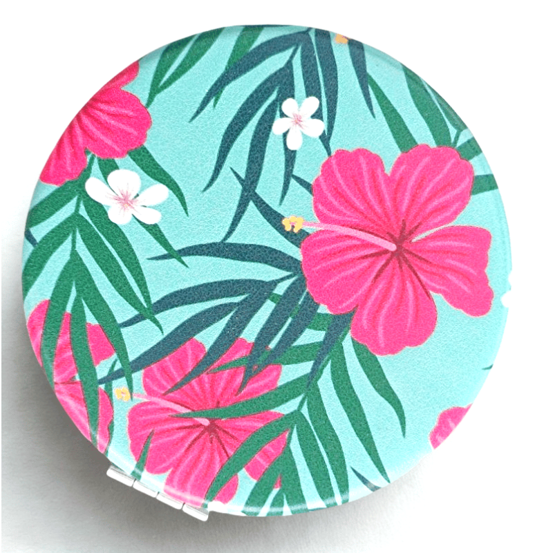 Miroir poche  fleurs hibiscus